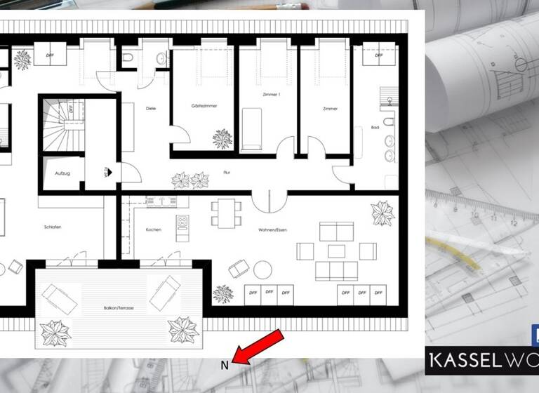 Penthouse zum Kauf 1.170.000 € 5 Zimmer 194 m² frei ab sofort Kattenstraße 11 West Kassel 34119