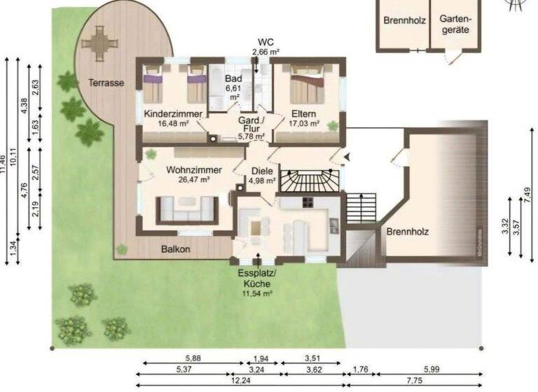 Wohnung zur Miete 1.000 € 3 Zimmer 105 m² EG Nendingen Tuttlingen 78532