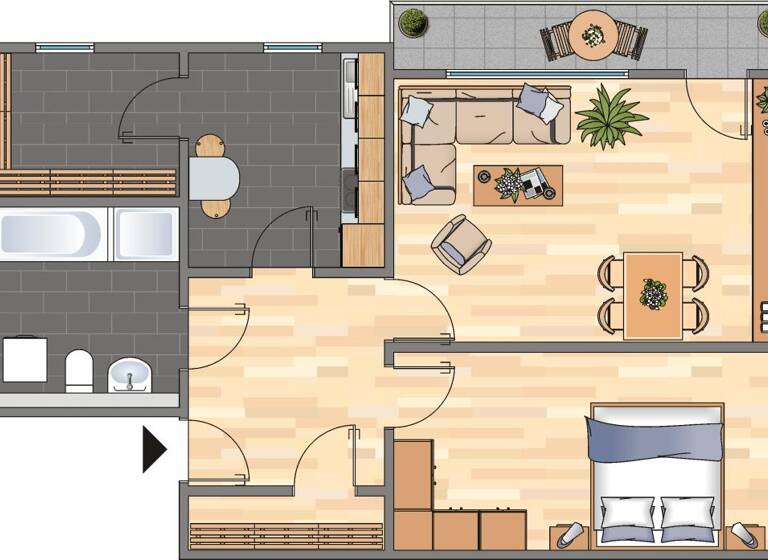 Wohnung zur Miete 479 € 2 Zimmer 63,4 m² 4. Geschoss Von-Humboldt-Straße 4 Birth Velbert 42549