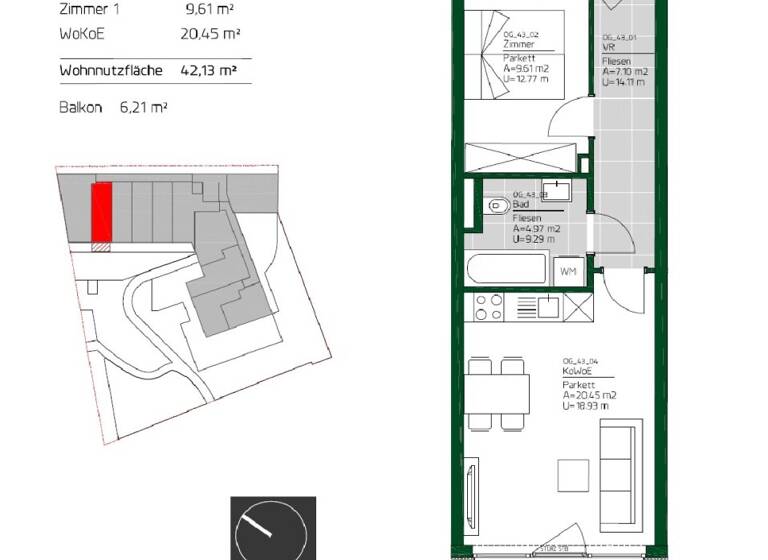 Wohnung zur Miete 440 € 2 Zimmer 42,1 m² 4. Geschoss Ungergasse 39 Gries Graz 8020