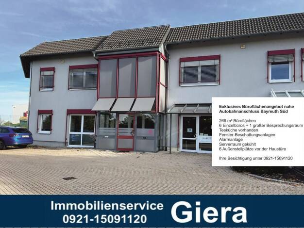Bürofläche zur Miete 2.261 € 8 Zimmer 266 m² Bürofläche Wolfsbach Bayreuth 95448