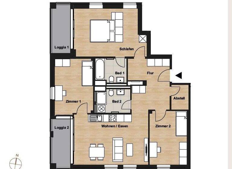 Wohnung zur Miete 1.460 € 4 Zimmer 104,3 m² 9. Geschoss Nelkenweg 8 Hellwinkel Wolfsburg 38446
