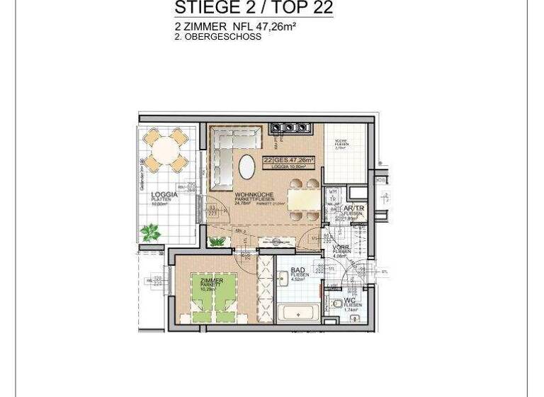Wohnung zur Miete 773 € 2 Zimmer 46,3 m² 2. Geschoss frei ab 15.04.2026 Schwechat 2320