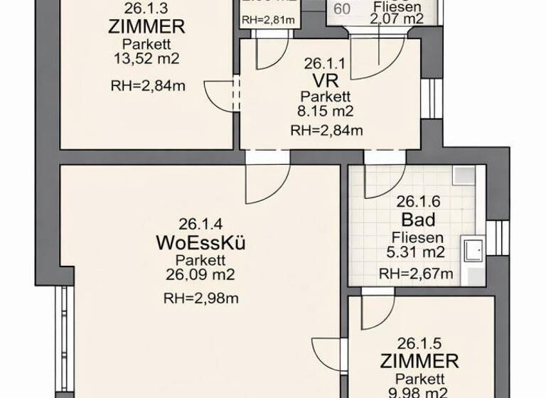 Wohnung zum Kauf 330.000 € 3 Zimmer 64 m² 2. Geschoss Stein an der Donau Krems an der Donau 3500