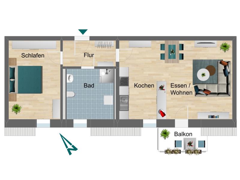 Wohnung zur Miete 494 € 2 Zimmer 64 m²<br/>Wohnfläche 4.<br/>Geschoss Sportallee 1 Triptis Triptis 07819