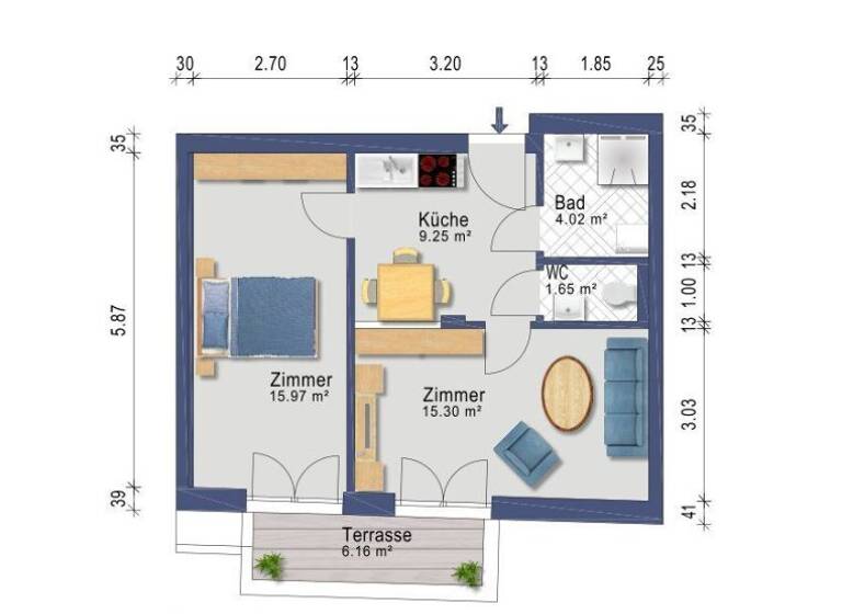 Wohnung zur Miete - Erstbezug 894 € 2 Zimmer 2. Geschoss Kufstein 6330