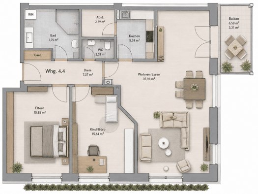 Wohnung zum Kauf 450.000 € 3 Zimmer 96 m² 4. Geschoss Burgerfeld Wasserburg am Inn 83512