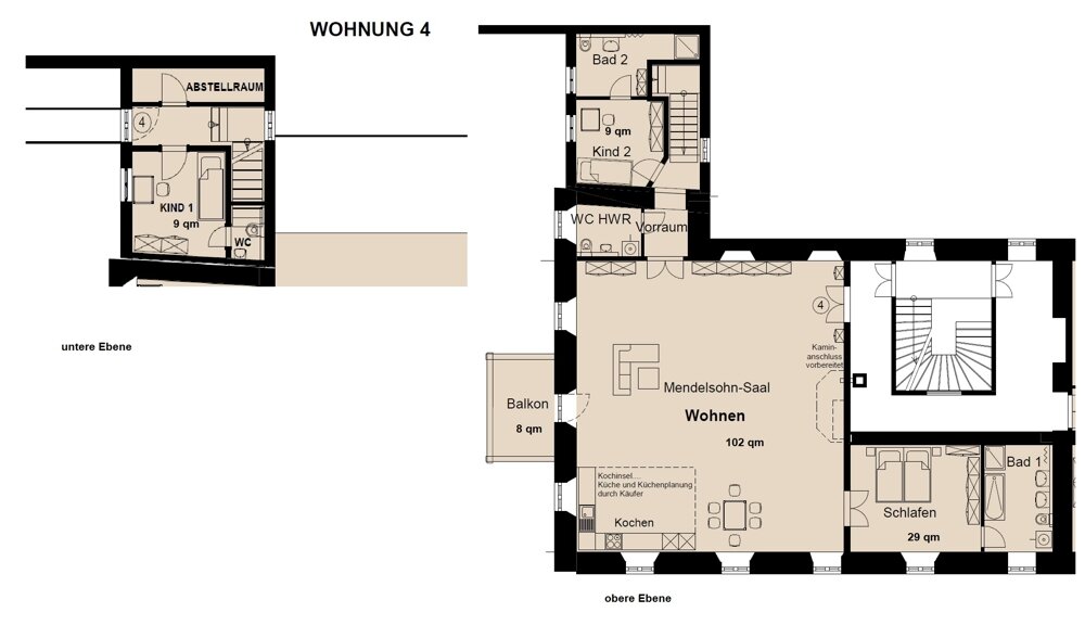 Maisonette zur Miete 1.741 € 4 Zimmer 174 m²<br/>Wohnfläche 1.<br/>Geschoss 01.02.2025<br/>Verfügbarkeit Wasserturmstraße 16 Grimma Grimma 04668