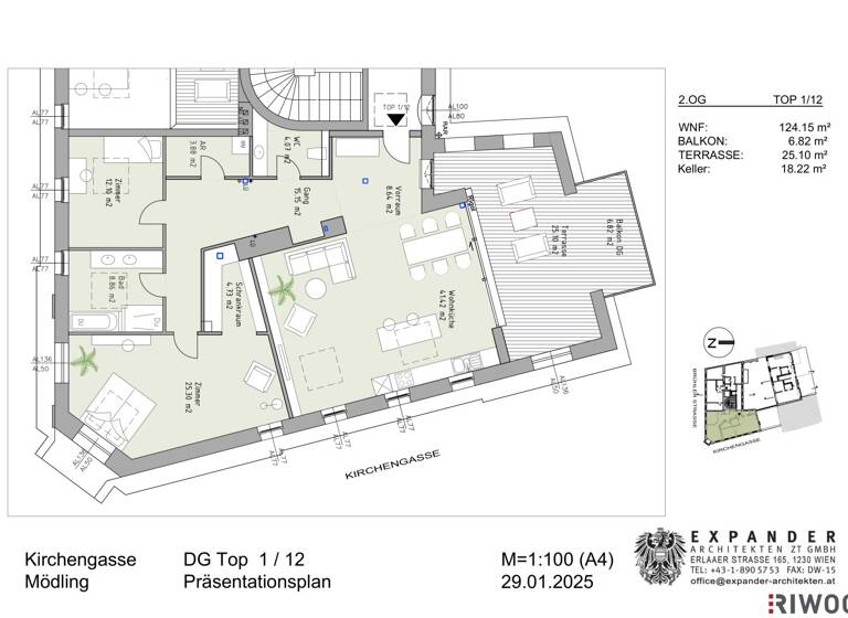 Wohnung zum Kauf - Erstbezug 1.330.000 € 3 Zimmer 124,2 m² 3. Geschoss Kirchengasse 1 Mödling 2340