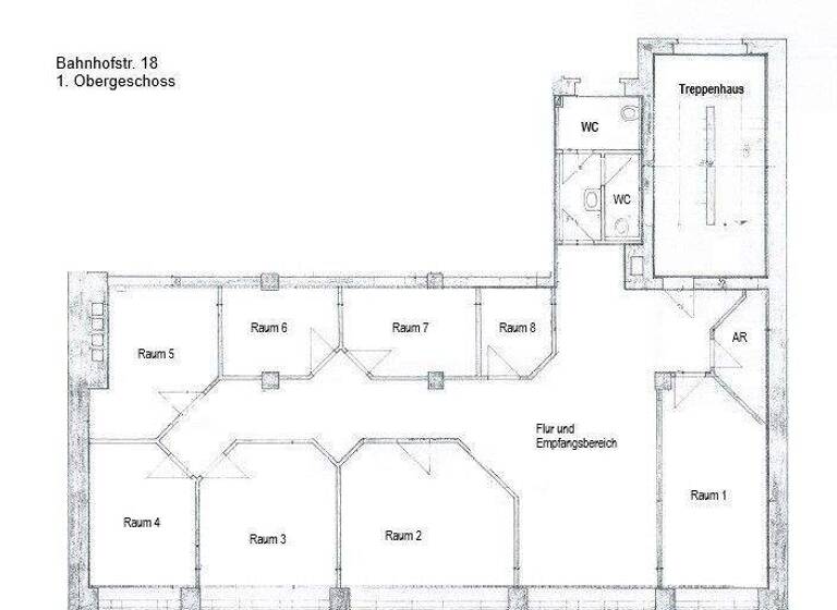 Büro zur Miete 800 € 8 Zimmer 166,4 m² Bürofläche Bahnhofstr. 18 Stadtmitte Plauen 08523