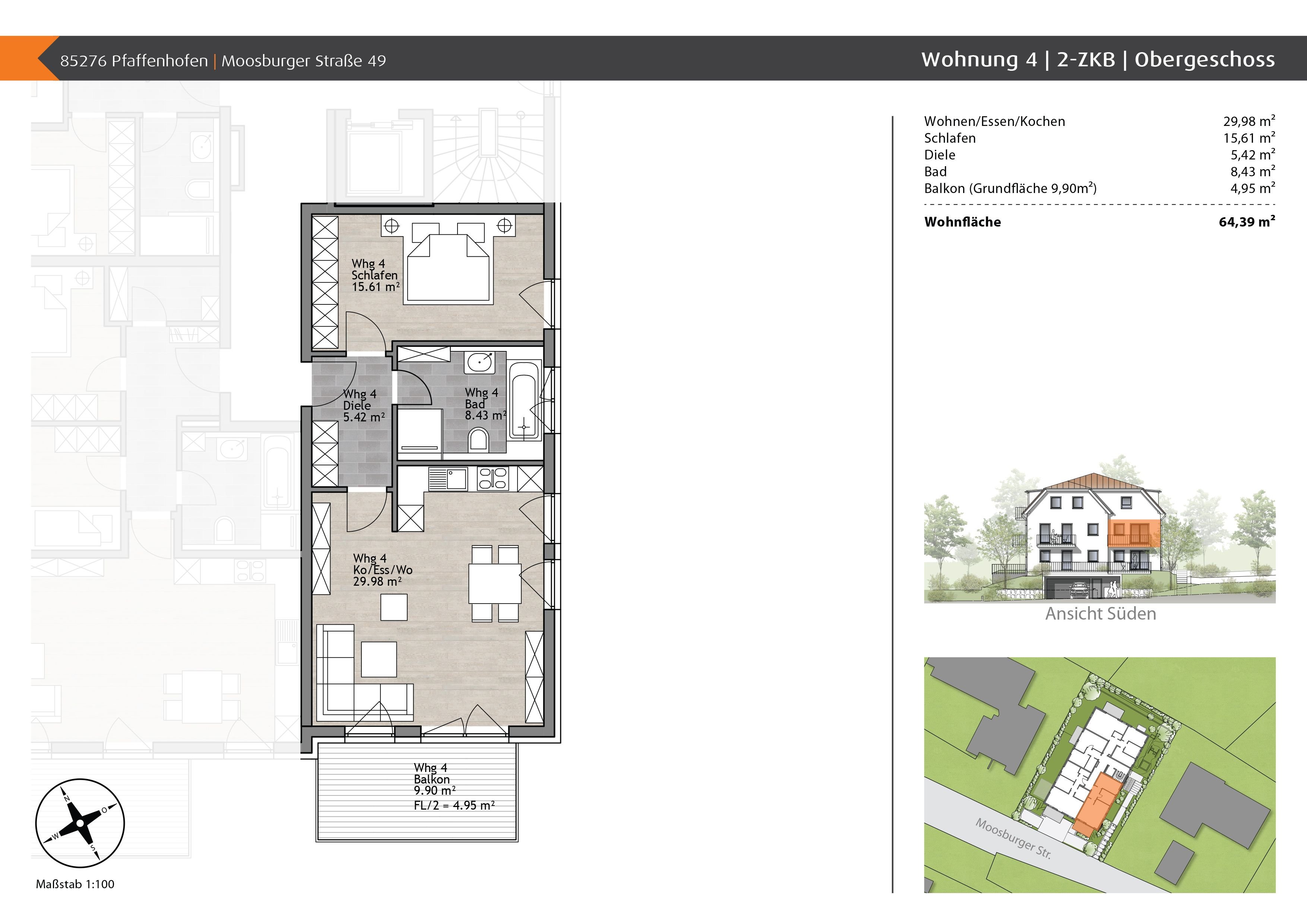 Wohnung zum Kauf provisionsfrei 412.000 € 2 Zimmer 64,4 m²<br/>Wohnfläche 1.<br/>Geschoss Moosburger Straße 49 Pfaffenhofen a d Ilm Pfaffenhofen an der Ilm 85276