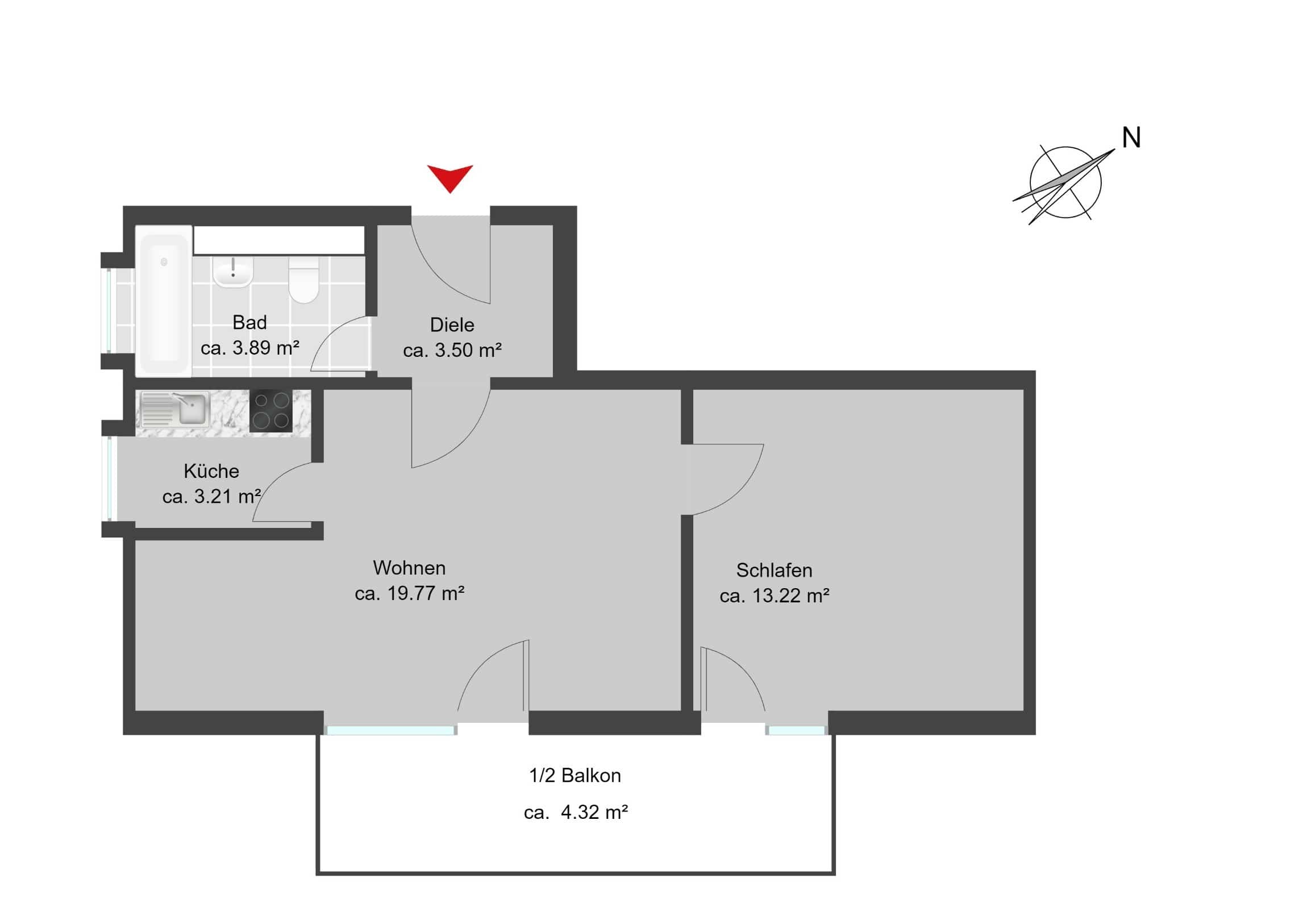 Wohnung zum Kauf 315.000 € 2 Zimmer 47,9 m²<br/>Wohnfläche 2.<br/>Geschoss Berg am Laim Ost München 81825