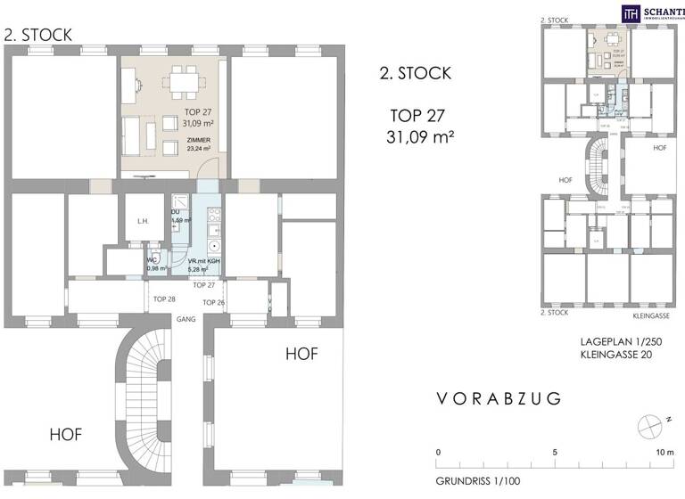 Studio zum Kauf 195.000 € 1 Zimmer 31,1 m² 3. Geschoss Kleingasse Wien,Landstraße 1030