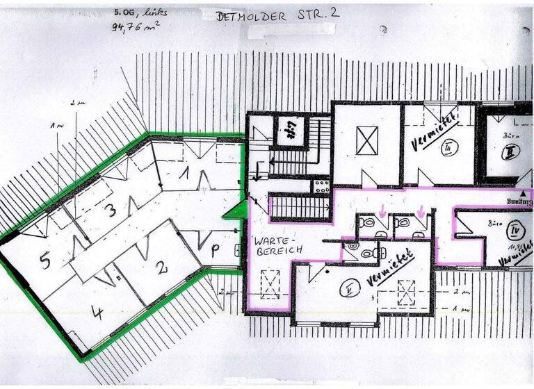 Bürofläche zur Miete 9,44 € 6 Zimmer 85,9 m² Bürofläche Detmolder Straße 2 Kernstadt Paderborn 33102