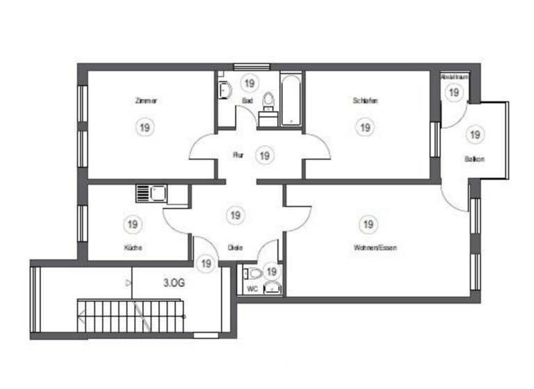 Wohnung zum Kauf provisionsfrei 225.000 € 3 Zimmer 78,8 m² 3. Geschoss Nordstadt Fürth 90765