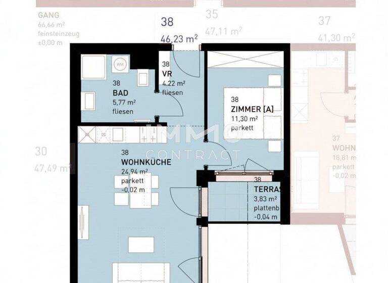 Wohnung zum Kauf - Erstbezug provisionsfrei 270.500 € 2 Zimmer 46,2 m² frei ab 30.03.2026 Wien 1220