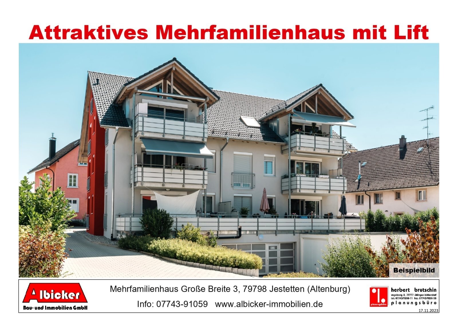 Wohnung zum Kauf provisionsfrei 352.600 € 3 Zimmer 86 m²<br/>Wohnfläche 2.<br/>Geschoss Große Breite 3 Altenburg Jestetten-Altenburg 79798