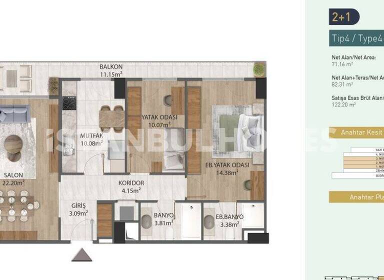 Wohnung zum Kauf 820.000 € 4 Zimmer 152 m² EG Istanbul 34077