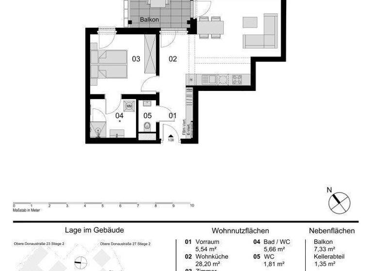 Wohnung zum Kauf - Erstbezug 478.000 € 2 Zimmer 53,8 m² 2. Geschoss Obere Donaustraße 23 Wien 1020