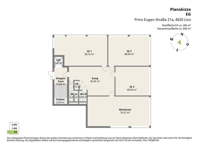 Bürogebäude zur Miete 3.418 € 310,7 m² Bürofläche Prinz-Eugen-Straße 21a Lustenau Linz 4020