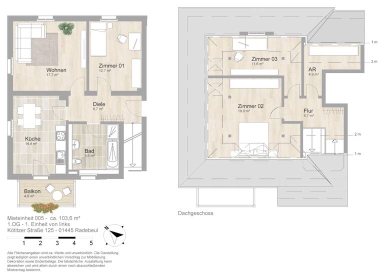 Wohnung zur Miete 964 € 4 Zimmer 103,6 m²<br/>Wohnfläche 1.<br/>Geschoss Kötitzer Straße 125 Radebeul 01445