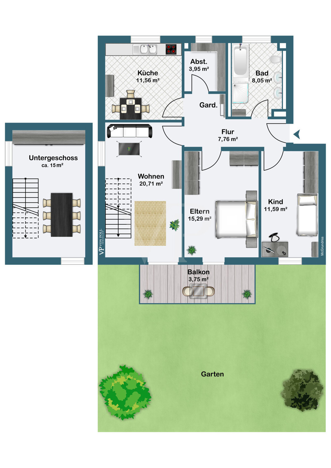 Wohnung zum Kauf 290.000 € 4 Zimmer 90 m²<br/>Wohnfläche EG<br/>Geschoss Schutterwald Schutterwald 77746