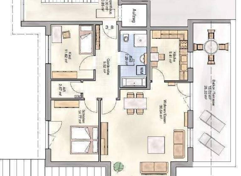 Wohnung zur Miete 1.550 € 3 Zimmer 104,9 m² 4. Geschoss frei ab 01.04.2026 Eschen Straße 3 Waldshut Waldshut-Tiengen 79761