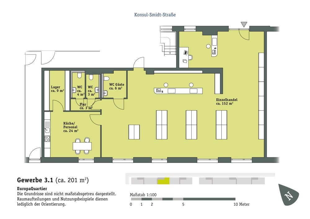 Verkaufsfläche zur Miete 1 Zimmer 201 m²<br/>Verkaufsfläche Konsul-Smidt-Straße 40 Häfen - Handelshäfen Bremen 28217