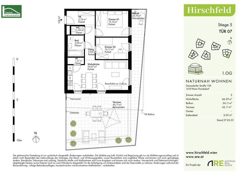 Wohnung zum Kauf - Erstbezug provisionsfrei 411.700 € 3 Zimmer 66,3 m² 1. Geschoss Gerasdorfer Straße 105 Wien 1210