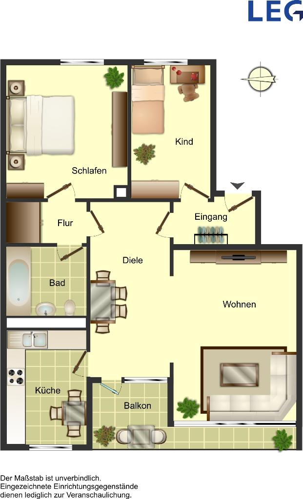 Wohnung zur Miete 759 € 3,5 Zimmer 71,4 m²<br/>Wohnfläche 1.<br/>Geschoss 24.01.2025<br/>Verfügbarkeit Westtangente 69 West Ratingen 40880