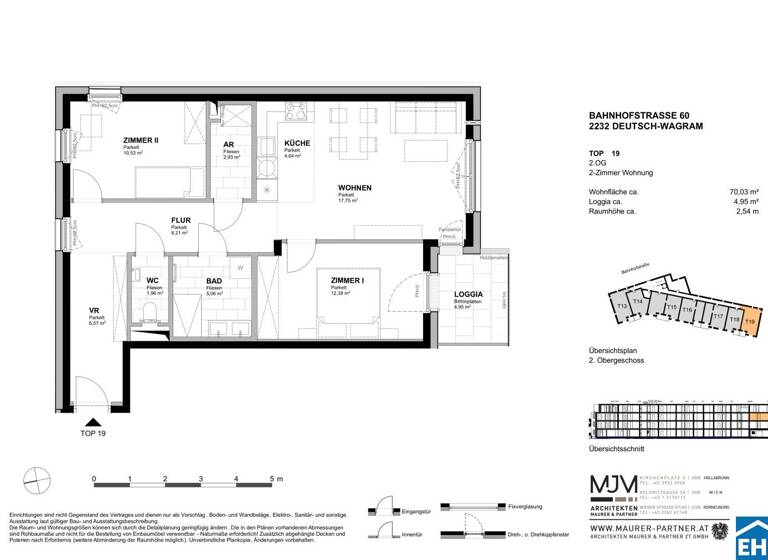 Wohnung zum Kauf - Erstbezug 312.700 € 3 Zimmer 70 m² 2. Geschoss Bahnhofstraße Deutsch-Wagram 2232