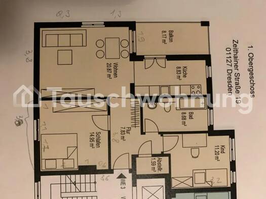 Wohnung zur Miete Tauschwohnung 650 € 3 Zimmer 78 m² 1. Geschoss Pieschen-Nord/Trachenberge Dresden 01127