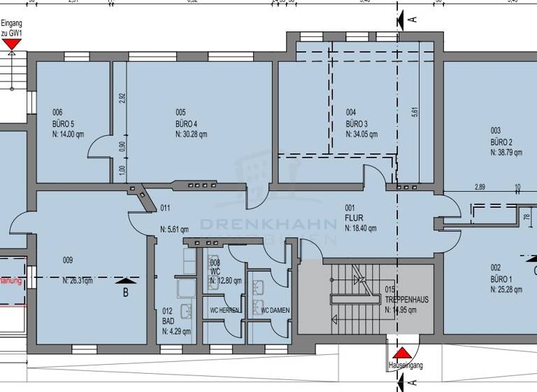 Bürofläche zur Miete 2.757 € 6 Zimmer 250,7 m² Bürofläche Goethestraße 17 Stadtmitte Rostock 18055