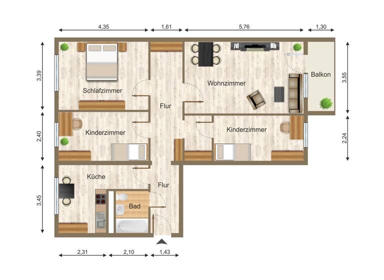 Wohnung zur Miete 440 € 4 Zimmer 89 m² 4. Geschoss frei ab sofort Franz-Stephan-Straße 8 Lusan Gera 07549