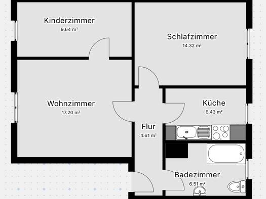 Wohnung zur Miete 411 € 3 Zimmer 58,7 m² 1. Geschoss frei ab sofort Paulstraße Lübtheen 19249