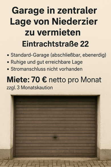 Garage zur Miete provisionsfrei 70 € Huchem-Stammeln Niederzier 52382