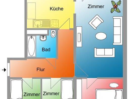 Wohnung zur Miete 510 € 3 Zimmer 75,4 m² EG frei ab 30.11.2026 Zum Laakkanal 4 Groß Klein Rostock 18109