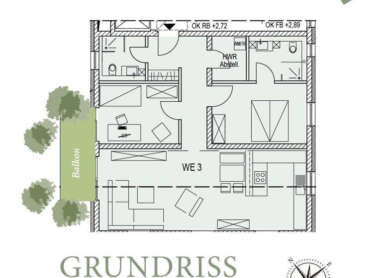 Wohnung zum Kauf - Erstbezug provisionsfrei 369.999 € 3 Zimmer 90 m² 1. Geschoss Wernaustraße 9 Pilgerzell Künzell 36093