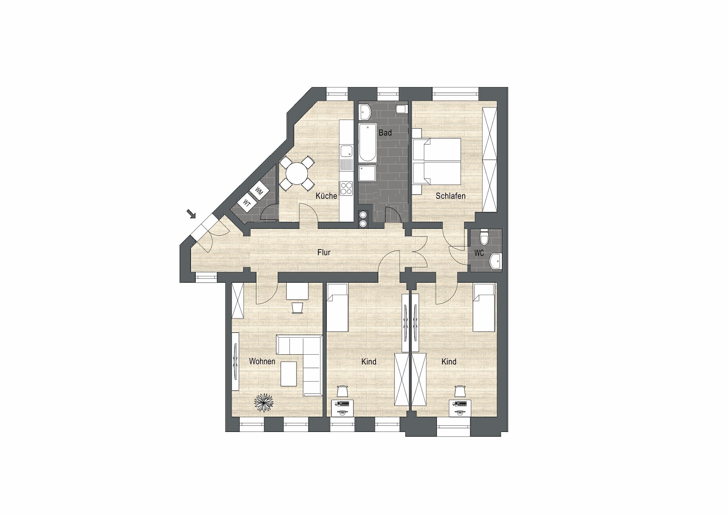 Wohnung zur Miete 1.699 € 4 Zimmer 123,9 m²<br/>Wohnfläche EG<br/>Geschoss Eisenberger Straße 15 Leipziger Vorstadt (Weimarische Str.) Dresden 01127