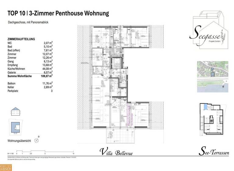 Penthouse zum Kauf 1.340.000 € 3,5 Zimmer 110,5 m² 3. Geschoss Gmunden 4810