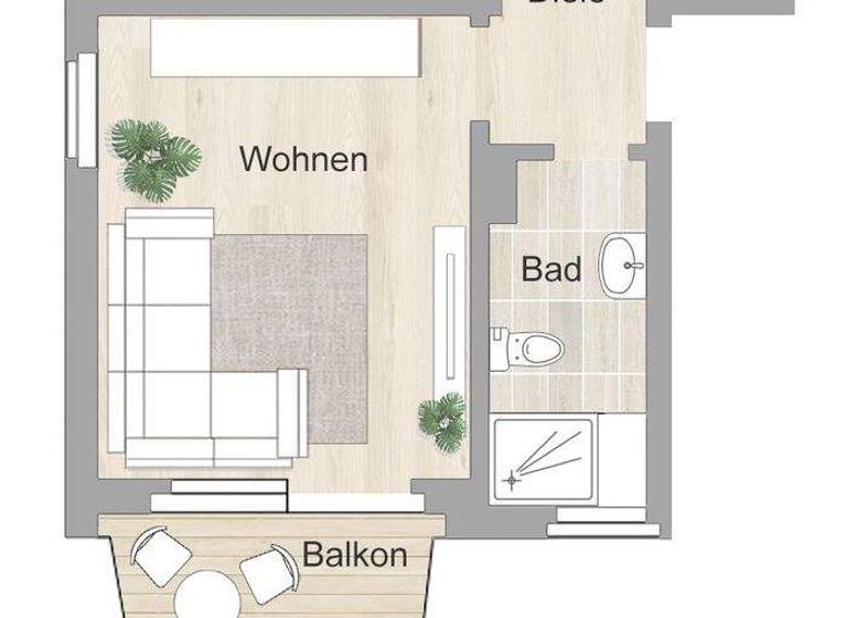 Wohnung zur Miete 678 € 2 Zimmer 46,1 m² EG frei ab 01.04.2026 Am Plöneshof 5 Osterath Meerbusch 40670