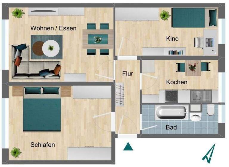Wohnung zur Miete 320 € 3 Zimmer 59,1 m² 1. Geschoss Burkhardtstraße 16 Triptis 07819