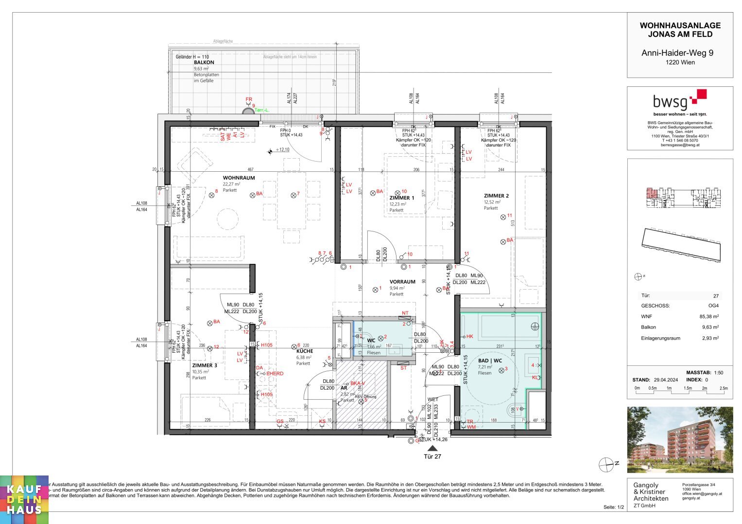 Wohnung zum Kauf 445.077 € 4 Zimmer 85,4 m²<br/>Wohnfläche 01.05.2025<br/>Verfügbarkeit Anni-Haider-Weg 9 Wien 1220