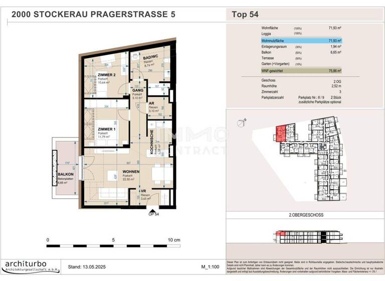 Wohnung zum Kauf 355.011 € 3 Zimmer 2. Geschoss Stockerau 2000