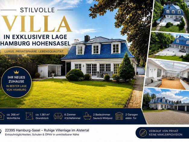 Einfamilienhaus zum Kauf provisionsfrei 1.777.000 € 6 Zimmer 268 m² 1.361 m² Grundstück Sasel Wandsbek 22395