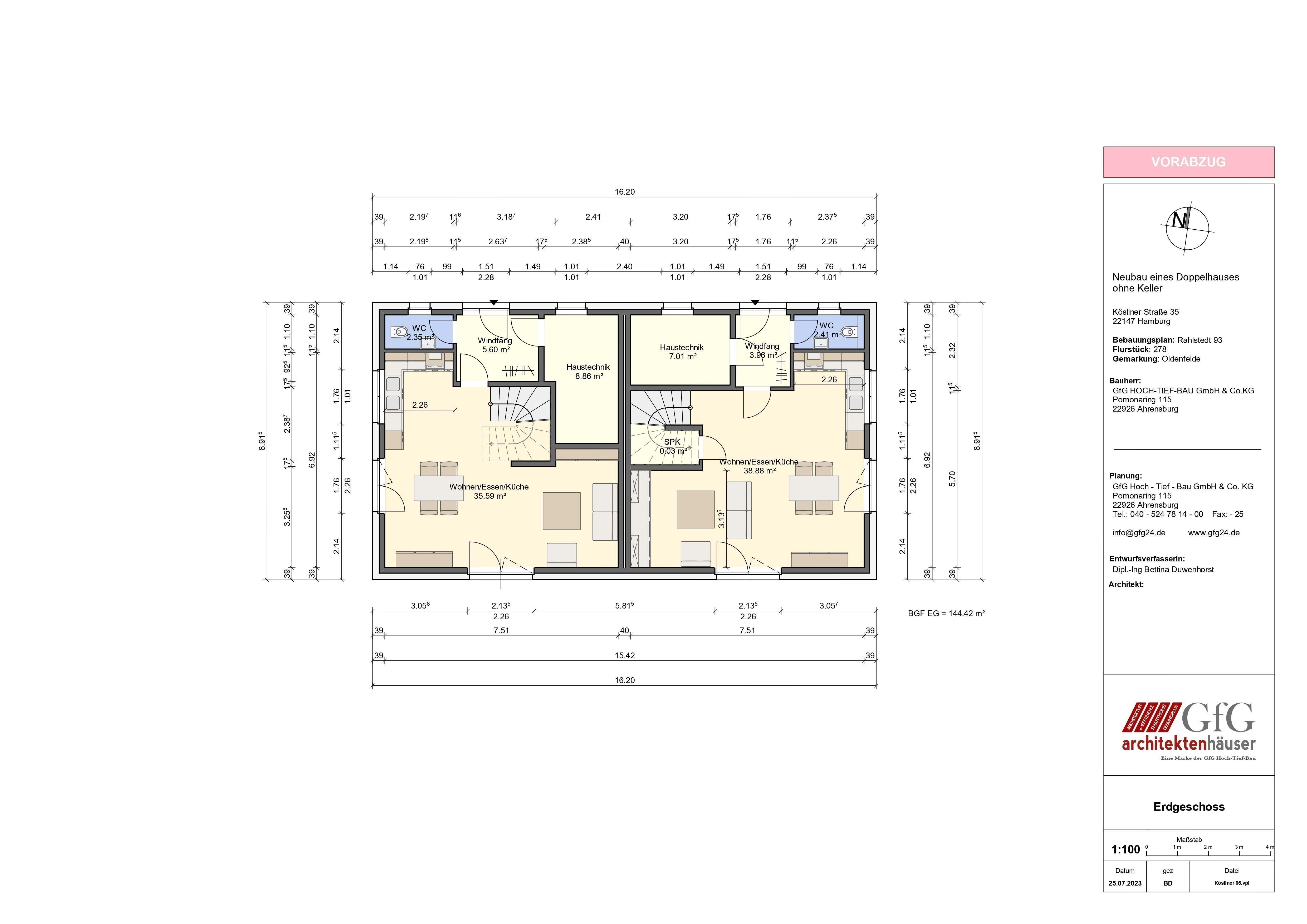 Doppelhaushälfte zum Kauf 599.900 € 4 Zimmer 120 m²<br/>Wohnfläche 392 m²<br/>Grundstück Kösliner Straße Rahlstedt Hamburg 22147