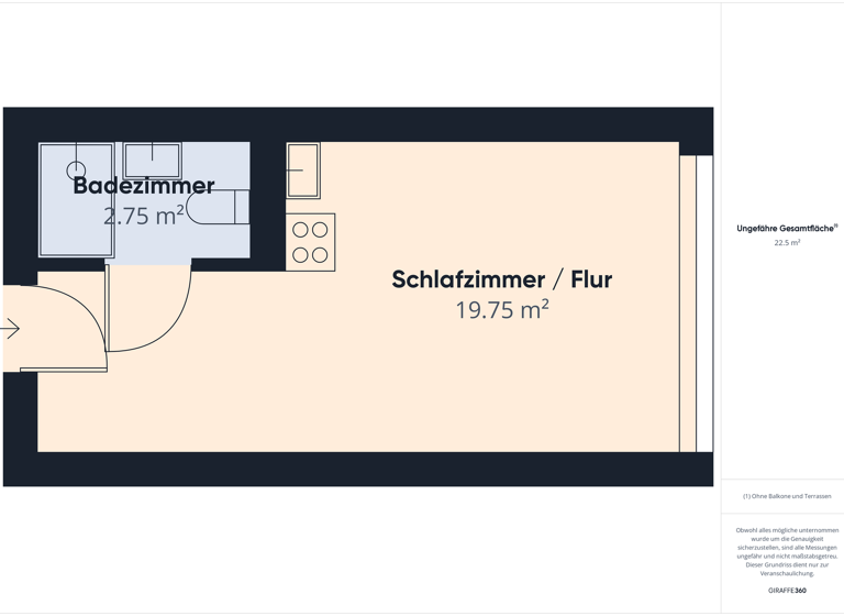 Studio zur Miete 716 € 1 Zimmer 19,7 m² 2. Geschoss frei ab 01.03.2026 Altenhöferallee 30 Kalbach-Riedberg Frankfurt am Main 60438