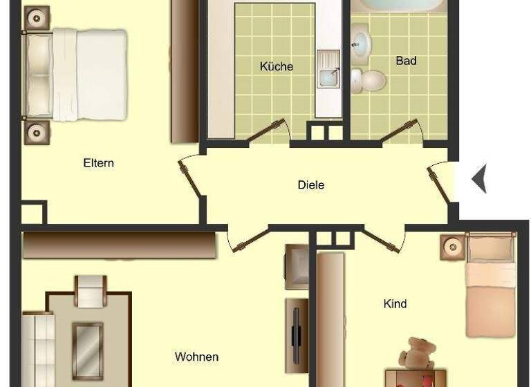 Wohnung zur Miete 529 € 3 Zimmer 63,4 m² 1. Geschoss frei ab 17.03.2026 Berliner Straße 41 Püsselbüren Ibbenbüren 49479