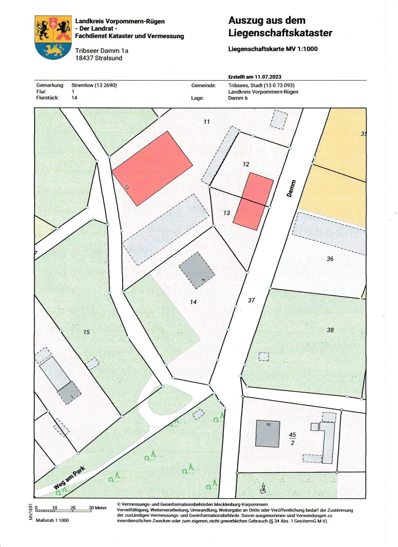 Grundstück zum Kauf 59.500 € 3.564 m²<br/>Grundstück Damm 6 Stremlow Tribsees 18465