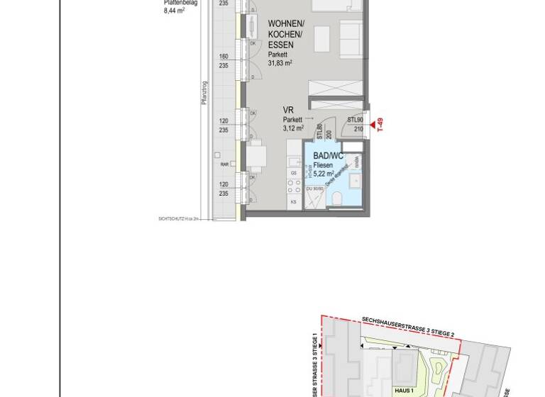 Studio zum Kauf - Erstbezug 399.000 € 1 Zimmer 40,2 m² 5. Geschoss Sechshauser Straße Wien 1150